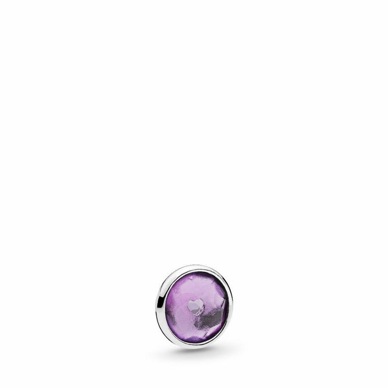 Pandora February Droplet Petite Locket Charm Europe - Sterling Silver/Synthetic Amethyst - 478106SX